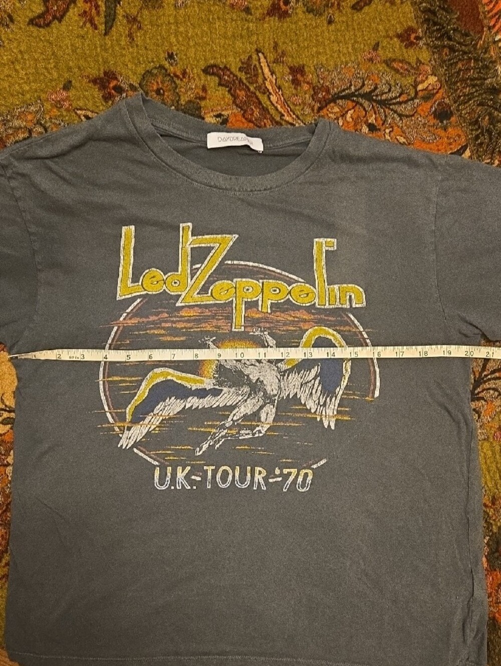 Daydreamer Charcoal Led Zeppelin Graphic Tee with Yellow Print - Picture 4 of 8